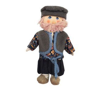 Vtg Eastern Europe Handcrafted Artist Cloth Folk Doll Pheasant‎ Man 7"